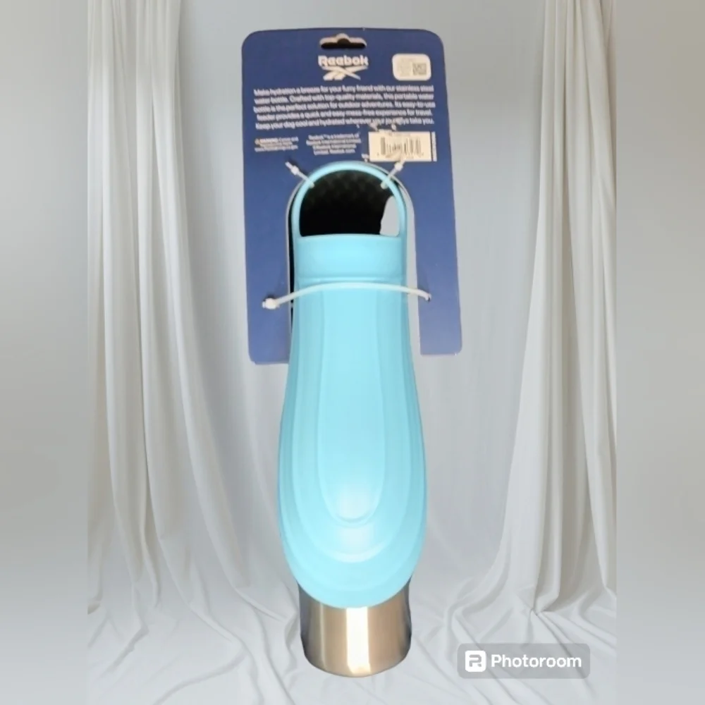Reebok Pet Travel Bottle Feeder Blue Stainless Steel